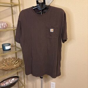 Carhartt Men’s L Tall Original Fit Pocket T Shirt Brown Workwear Tee